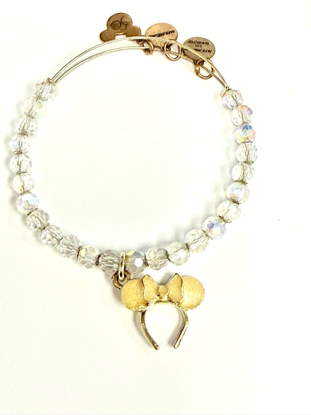 Disney Gold Charm Bangle with Energy charms and 50 Mouse Icon